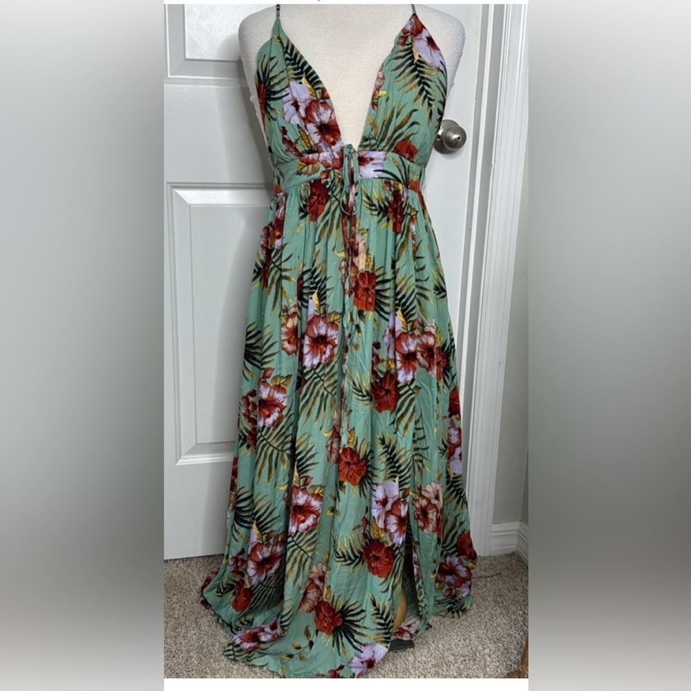 NEW Blush J Floral Maxi Dress with Tropical Print NWT